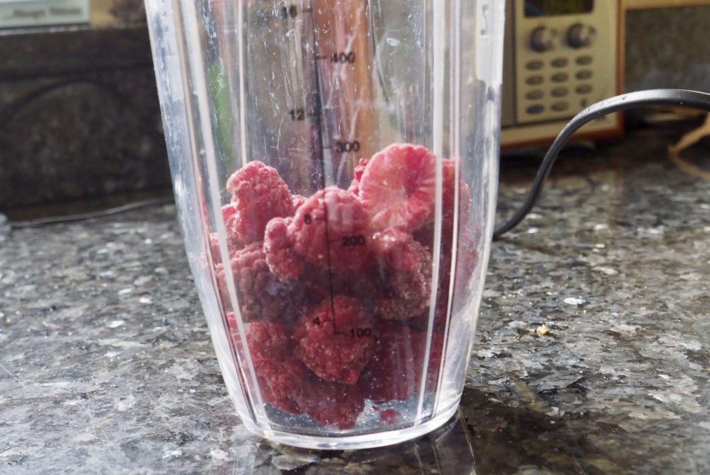 Raspberries in a blender 