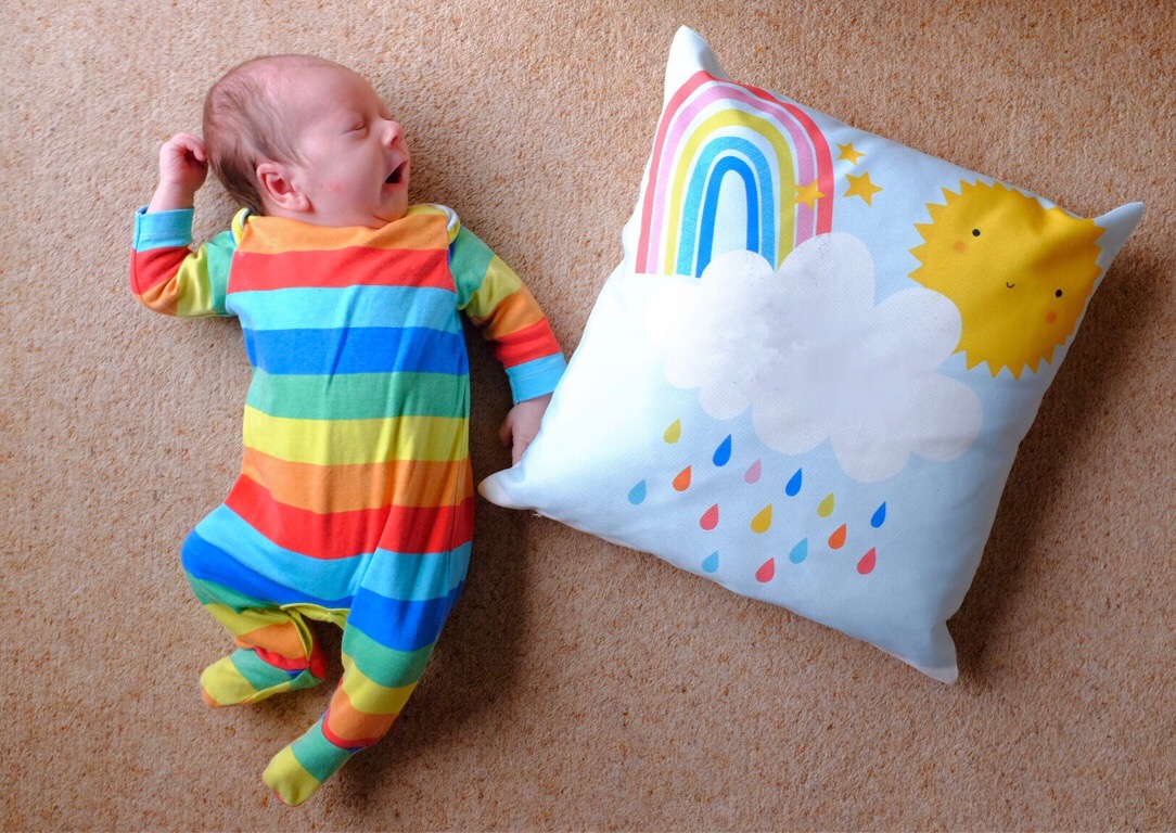 baby and rain cloud cushion from getting personal.co.uk