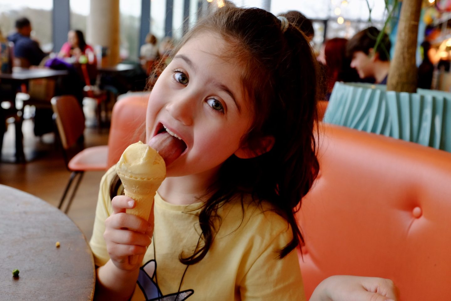 girl eating an ice cream cone las iguanas restaurant