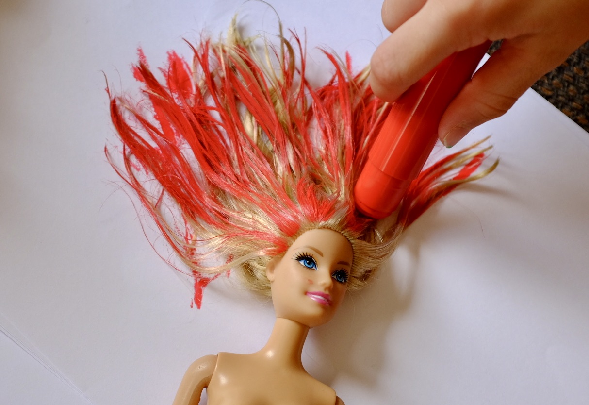 Dye a Barbie's Hair with Paint Sticks - Easy and Washes Out!