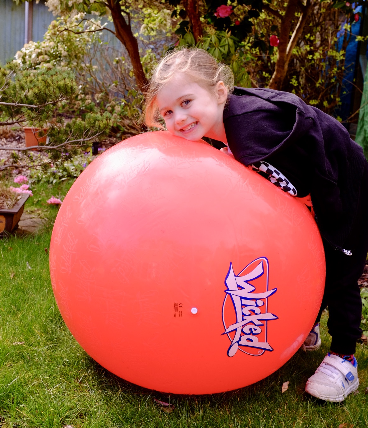 girl with mega bounce ball